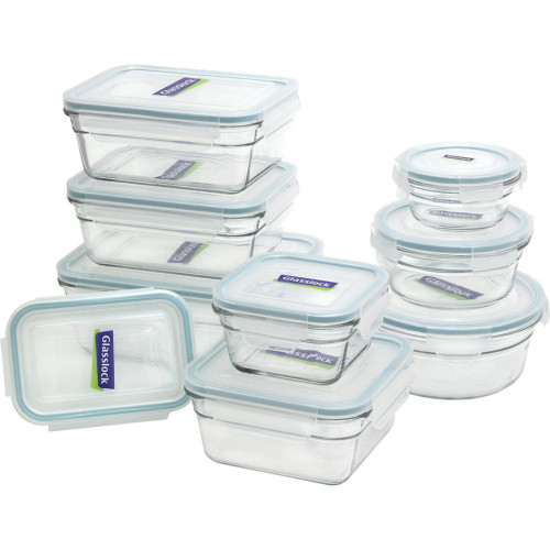 New Snaplock Lid: Tempered Glasslock Storage Containers 10pc set with Blue  Lids~Microwave & Oven Safe by GlassLock