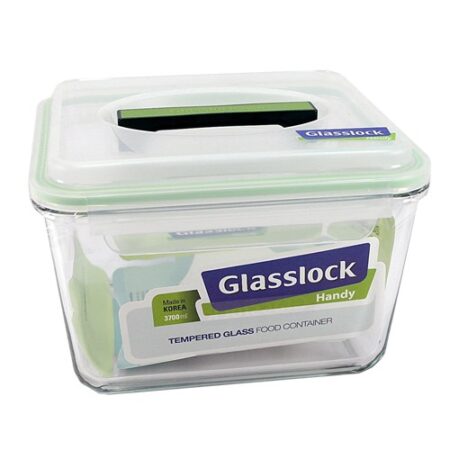 Glasslock Handy Rectangular Tempered Glass Food Container Set of 2  2500ml/10.5cup 